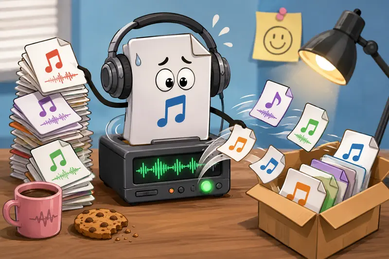 Workflow showing teams convert audio files for client delivery across multiple formats