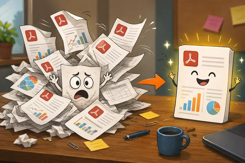 Marketing workflow using merge PDF files for campaign reporting