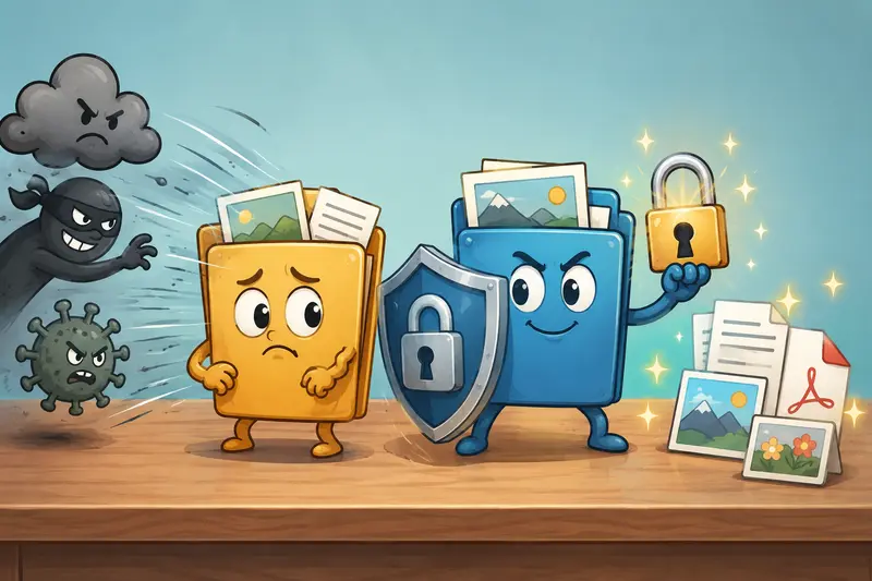 Freelancer using secure file sharing workflow to protect client documents