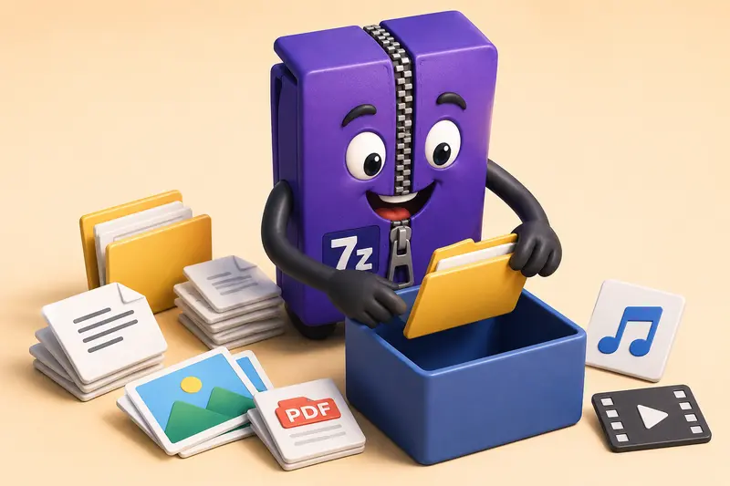 Remote collaboration process after extracting 7Z archives on mobile devices