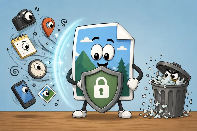 Concept showing privacy-safe image cleanup during marketing asset preparation