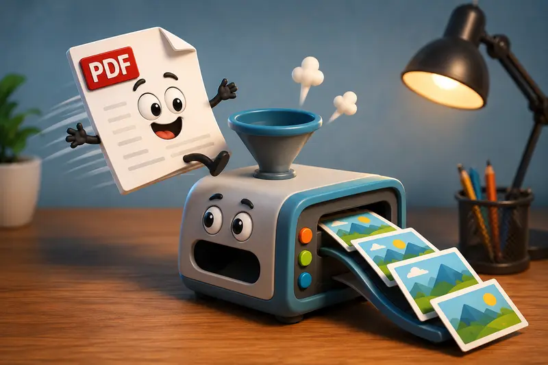 Workflow showing PDF documents converted into organized image assets