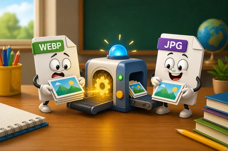 Comparison concept showing image quality and file size considerations during conversion
