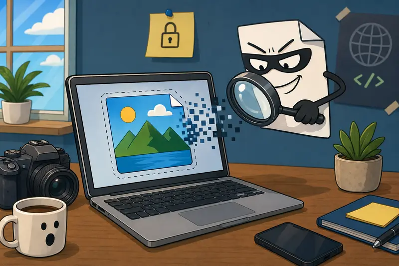 Developer workflow for clean image metadata online before file sharing
