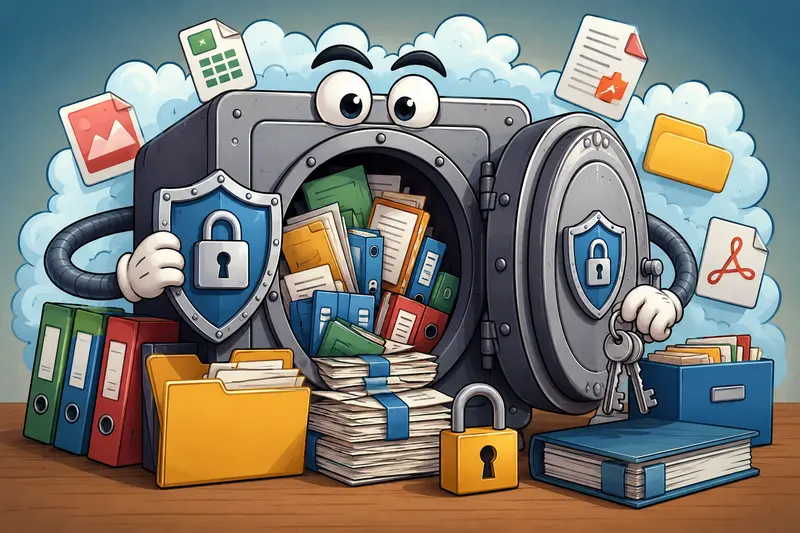 Bulk secure file sharing workflow with encrypted documents being prepared for remote collaboration