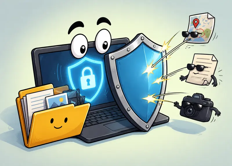 Secure file sharing process showing document preparation, encryption, and protected distribution