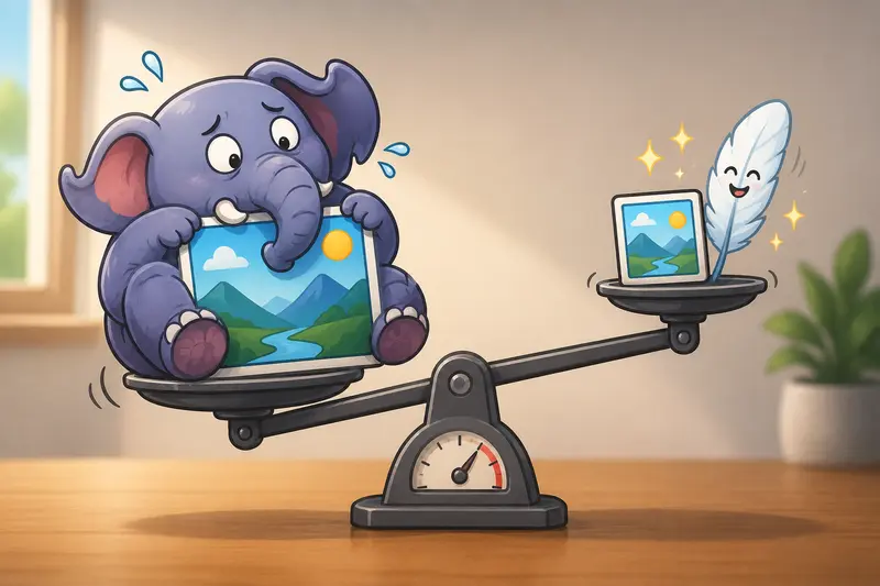 Workflow showing image compression process used to reduce image file size for uploads