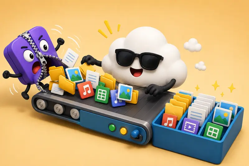 Archive extractor online supporting remote marketing collaboration and document access
