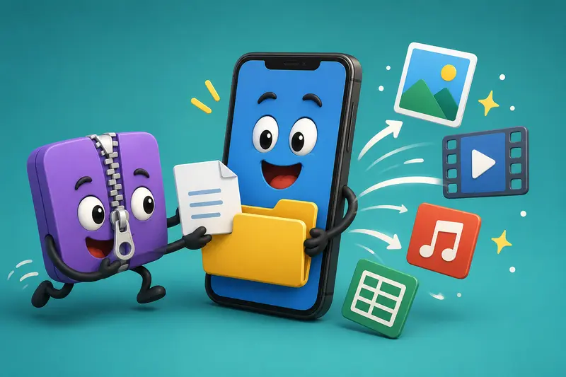 Extracted marketing assets including images PDFs and audio files after archive processing