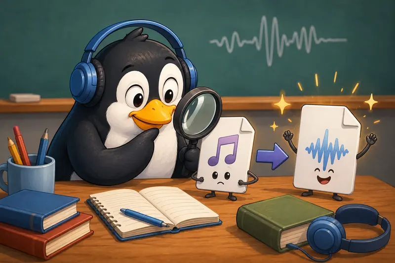 Audio format transformation from MP3 recordings to WAV educational assets