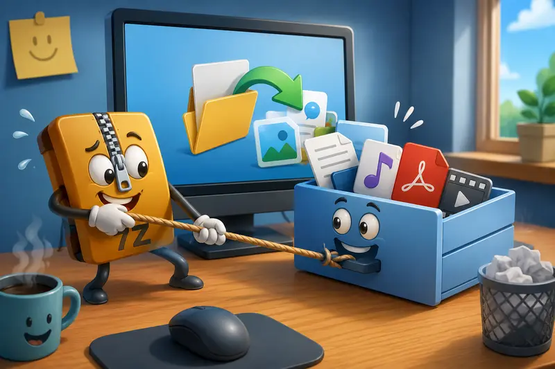 Desktop workflow for extract 7Z files from compressed archives