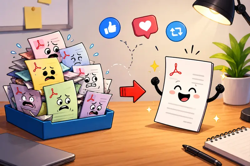 Workflow for combine PDF files online before social media sharing