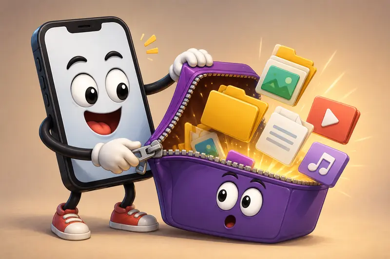 Large archive extraction process for photography files on mobile devices