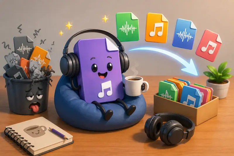 Audio conversion workflow showing file transformation stages