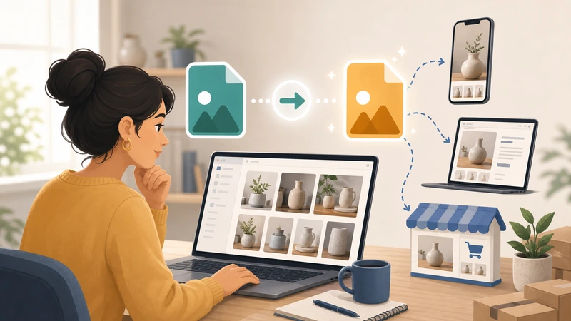 Illustration of converting an image into a broader-compatibility format for small-business website use